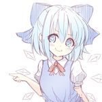  blue_eyes blue_hair bow cirno hair_bow short_hair smirk smug solo tori_(minamopa) touhou upper_body wings 