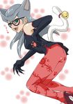  animal_ears ass breasts cat_ears cat_tail cathy_(yuu-gi-ou_zexal) elbow_gloves glasses gloves high_heels long_hair shoes straw_(yokubou_hiroba) tail thighhighs yu-gi-oh! yuu-gi-ou_zexal 