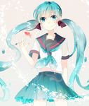  aqua_eyes aqua_hair bad_id bad_pixiv_id bottle_miku etoranze fish hair_ribbon hatsune_miku liquid_hair long_hair ribbon school_uniform serafuku skirt smile solo twintails very_long_hair vocaloid 