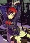  1girl angry artist_request bdsm blue_eyes bondage bound chains collar cum imminent_rape prisoner red_hair restrained short_hair slave soldier solo source_request torn_clothes you_gonna_get_raped 