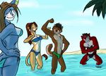  beach biceps bikini canine cheru clothing feline female flexing lion male mammal muscles pose raised_eyebrow seaside serval speedo swimsuit tight_clothing toned underwear wolf 