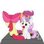  animated apple_bloom_(mlp) bow cub cutie_mark_crusaders_(mlp) equine female friendship_is_magic group hair horn low_res mammal my_little_pony pegasus purple_hair record record_player red_hair scootaloo_(mlp) spinning sweetie_belle_(mlp) tomdantherock two_tone_hair unicorn wings young 