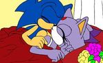  bed blaze_the_cat cat feline flower hedgehog kissing phazon sega sonic_(series) sonic_the_hedgehog 