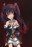  1girl artist_request breasts bridal_gauntlets brown_hair choujigen_game_neptune cleavage compile_heart corpse_party crossover idea_factory imai_asami long_hair neptune_(series) noire parody red_eyes scared seiyuu_connection shinozaki_ayumi solo twintails 