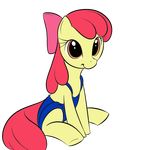  amber_eyes apple_bloom_(mlp) blue_clothing bow clothed clothing cub equine female feral friendship_is_magic fur hair horse kloudmutt looking_at_viewer mammal my_little_pony plain_background pony red_hair sitting smile solo swimsuit transparent_background yellow_fur young 