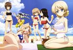  :d ;o absurdres american_flag american_flag_bikini anchovy ass bandeau bare_shoulders barefoot beach bikini black_bikini black_hair blonde_hair blue_eyes braid breasts brown_eyes brown_hair casual_one-piece_swimsuit cleavage cloud darjeeling day drill_hair drink fang feet flag_print flat_chest food food_on_face frilled_swimsuit frills furuichi_yuuichi girls_und_panzer highres ice_cream ice_cream_cone ice_cream_on_face innertube katyusha kay_(girls_und_panzer) kneeling large_breasts legs long_hair looking_at_viewer lowleg lowleg_bikini matching_outfit megami multiple_girls nishizumi_maho non-web_source nonna ocean odd_one_out official_art one-piece_swimsuit one_eye_closed open_mouth outdoors red_bikini red_eyes short_hair side-tie_bikini sky small_breasts smile strap_gap sugimoto_isao swimsuit tongue tongue_out trait_connection twin_drills twintails water white_swimsuit yuri 