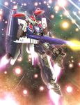  bad_pixiv_id battle explosion gunpod hiro_(hibikigaro) macross macross_frontier mecha no_humans realistic s.m.s. science_fiction space star_(sky) variable_fighter vf-25 