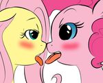  duo equine female feral fluttershy_(mlp) friendship_is_magic horse kissing lesbian mammal mane my_little_pony pinkie_pie_(mlp) plain_background pony psychoticmindsystem saliva saliva_string tongue tongue_out white_background 