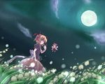  amagase_lyle blonde_hair blue_eyes cloud doll dress flower grass lily_of_the_valley medicine_melancholy moon ribbon short_hair sky solo star_(sky) starry_sky su-san touhou 