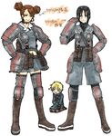  2girls bad_id bad_pixiv_id black_hair blonde_hair brigitte_stark brown_hair homer_peron jane_turner military military_uniform minoharu multiple_girls senjou_no_valkyria senjou_no_valkyria_1 thighhighs uniform 