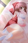  alfred bed dress hakurei_reimu highres pillow solo touhou 