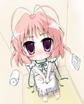  amatsuka_fubuki antenna_hair baby_princess chibi natsuhime_yuran pink_hair sitting solo toilet toilet_use 