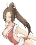  bad_id bad_pixiv_id breasts brown_hair cleavage fatal_fury kosumo large_breasts long_hair shiranui_mai solo the_king_of_fighters 