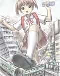  bad_id bad_pixiv_id copyright_request destruction energy_gun giantess kneehighs manzi mary_janes open_mouth ray_gun shoes short_twintails skirt socks solo twintails weapon 