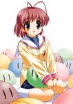  antenna_hair brown_eyes brown_hair clannad dango_daikazoku furukawa_nagisa hikarizaka_private_high_school_uniform nal_(studio_ng) school_uniform short_hair solo 