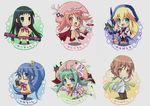  5girls :3 akihime_sumomo aqua_eyes arthur_matsuda artist_request bell blonde_hair blue_eyes blue_hair blush book brown_eyes brown_hair cat chibi croix dog dress flower green_eyes green_hair happy hat highres kisaragi_natsume long_hair multiple_girls nanatsuiro_drops prima_aspallas red_eyes red_hair ribbon satsuki_julirsia school_uniform serious smile staff translated very_long_hair yaeno_nadeshiko yuki-chan yuuki_nona 