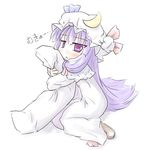  :&lt; natsuki_(silent_selena) patchouli_knowledge pillow pillow_hug solo touhou translated 