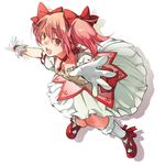  bow gloves hair_bow kaname_madoka magical_girl mahou_shoujo_madoka_magica nakatani_nio outstretched_arms pink_eyes pink_hair shadow short_hair simple_background solo spread_arms twintails white_background white_gloves 
