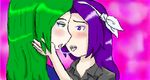  asakura_rikako bad_id bad_pixiv_id blush couple green_hair kiss mima multiple_girls pain_(painisemo) purple_hair saliva saliva_trail touhou touhou_(pc-98) yuri 
