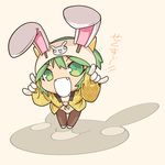  animal_ears bunny_ears busou_shinki chibi green_eyes green_hair itanki maochao solo thighhighs 