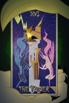  card claws discord_(mlp) equine female friendship_is_magic hair horn lightning major_arcana male mammal my_little_pony peachiekeenie pink_hair princess princess_celestia_(mlp) princess_luna_(mlp) royalty sibling sisters tarajenkins tarot_card the_tower the_tower_(tarot) tower winged_unicorn wings 