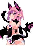  :&lt; animal_ears ass ass_grab back bare_shoulders bikini black_bikini black_gloves black_skirt blush breasts cropped_legs deathlock-san elbow_gloves fake_animal_ears gloves heart large_breasts looking_back microskirt original panties pantyshot pantyshot_(standing) pink_hair pointy_ears purple_eyes short_hair sideboob simple_background skirt standing swimsuit tail underwear white_background white_panties wings zankuro 