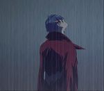  animated animated_gif blue_hair cape cinemagraph glasses kamina kamina_shades looking_up male_focus quareal rain solo tengen_toppa_gurren_lagann wet 