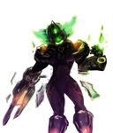  body_armor breasts helmet neon_trim weapon 