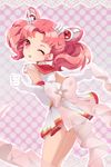  ;o argyle argyle_background b.s back_bow bishoujo_senshi_sailor_moon bow chibi_usa choker double_bun elbow_gloves gloves hair_ornament hairpin looking_back magical_girl multicolored multicolored_clothes multicolored_skirt one_eye_closed pink pink_background pink_eyes pink_hair pink_sailor_collar pleated_skirt ribbon sailor_chibi_moon sailor_collar sailor_senshi_uniform see-through short_hair skirt solo super_sailor_chibi_moon twintails white_choker white_gloves 