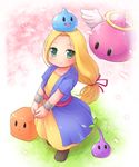  :d :o angel_slime angel_wings bad_id bad_pixiv_id blonde_hair blush boots box_slime bracelet dragon_quest dragon_quest_monsters dragon_quest_monsters:_terry's_wonderland dragon_quest_vi dress flat_chest flying grass green_eyes hair_ribbon halo hands_together jewelry leaf light_smile long_hair looking_at_viewer low-tied_long_hair mireyu mizuno_mumomo no_nose object_on_head open_mouth outdoors own_hands_together petals ponytail ribbon sash slime_(dragon_quest) slime_tree smile v_arms wings 
