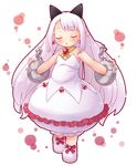  bare_shoulders blush bubble_skirt cuffs dress full_body horns long_hair mizuno_mumomo open_mouth outstretched_arms phantom_kingdom pointy_ears pram shoes simple_background skirt sleeveless solo spread_arms strapless strapless_dress very_long_hair white_background white_hair 