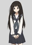  bad_id bad_pixiv_id black_hair chitanda_eru hyouka kaimuari long_hair purple_eyes school_uniform serafuku sketch skirt solo 