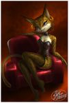  anthro blue_eyes breasts cleavage clothed clothing corset ear_piercing feline female fernando_faria legwear looking_at_viewer lynx mammal miyu miyu_lynx nintendo piercing smile solo star_fox stockings underwear video_games 