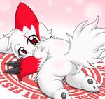  butt fur looking_back markings namako nintendo pok&#233;mon pok&eacute;mon red_eyes red_markings solo video_games white_fur zangoose zangoose_day 