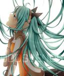  aqua_eyes aqua_hair benika copyright_name hand_on_own_chest hatsune_miku headphones highres long_hair odds_&amp;_ends_(vocaloid) open_mouth profile project_diva_(series) project_diva_f simple_background solo tears twintails very_long_hair vocaloid white_background 