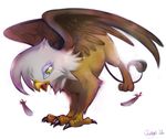  avian brown_feathers brown_fur female feral friendship_is_magic fur gilda_(mlp) gryphon jiayi my_little_pony plain_background solo white_background white_feathers wings 