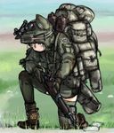  animal_ears animal_hat backpack bad_id bad_pixiv_id bag blonde_hair blue_eyes coh exhausted gloves gun hat helmet m1_garand mars_expedition military military_uniform one_knee rifle soldier solo thighhighs uniform weapon 