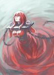  bdsm blood bondage bound breasts chain cleavage highres large_breasts long_hair maou_(maoyuu) maoyuu_maou_yuusha parted_lips pillory red red_eyes red_hair solo utu_(ldnsft) water 