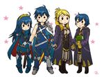  artist_request blonde_hair blue_hair blush book breasts chibi chrom chrom_(fire_emblem) cleavage daughter family father father_and_son fire_emblem fire_emblem:_kakusei krom lucina mark_(fire_emblem) mother my_unit my_unit_(fire_emblem:_kakusei) son tome 