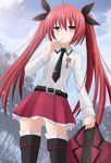 candy date_a_live food highres itsuka_kotori kazenokaze lollipop long_hair necktie red_eyes red_hair school_uniform skirt solo thighhighs twintails 