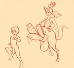  balls big_balls big_breasts breasts chasing demon dickgirl erection female horn hyper intersex male modeseven monochrome multi_cock multiple_penises nipples nitrotitan nude penis plain_background running simple_background sitting size_difference sketch 