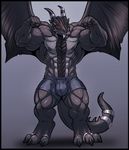  abs anthro biceps big_muscles black_dragon boxers bulge claws clothing don dragon ear_piercing facial_piercing fangs flexing grey_skin horn huge_muscles male muscles neodokuro nipple_piercing nipples nose_piercing nose_ring paws pecs piercing pose red_eyes reptile ring scales scalie solo standing tank toe_claws toes toned tongue tongue_out topless underwear wings 