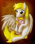  abstract_background amber_eyes blonde_hair cute cutie_mark cutnes_overload daughter derpy derpy_hooves_(mlp) derpy_hoves dinky_hooves_(mlp) duo equine eyes_closed female feral friendship_is_magic fur grey_fur hair horn laugh mammal mother my_little_pony open_mouth parent pegasus skyheavens smile unicorn wings yellow_eyes 