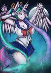  anthro anthrofied cleavage clothed clothing costume crossover equine female friendship_is_magic hair horn mammal multi-colored_hair my_little_pony princess princess_celestia_(mlp) purple_eyes rayzoir rayzor-sharp royalty sailor_moon signature solo winged_unicorn wings 
