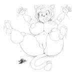  big_butt black_and_white breasts butt cat chubby daigo digital_drawing_(art) feline female fur helmet huge_breasts legs_up looking_at_viewer mammal monochrome nipples nude open_smile pizzacat pussy solo spread_legs spreading tail_ring thick_thighs voluptuous wide_hips 