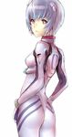  ayanami_rei bad_id bad_pixiv_id blue_hair bodysuit dodai_shouji looking_back neon_genesis_evangelion pink_eyes plugsuit short_hair solo standing white_bodysuit 