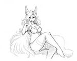 bra canine clothed clothing female fox looking_at_viewer mammal monochrome panties sdark391 sketch skimpy solo underwear 
