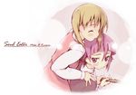  1other blonde_hair blush crona_(soul_eater) kantoku maka_albarn purple_hair short_hair soul_eater 