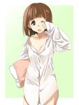  amami_haruka dress_shirt idolmaster idolmaster_(classic) idolmaster_1 itachi_yamakou pillow shirt sleepy solo 