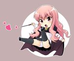  blush cape chibi grey_background ha-ru heart holding long_hair louise_francoise_le_blanc_de_la_valliere panties pentacle pink_eyes pink_hair pleated_skirt simple_background skirt thighhighs underwear wand zero_no_tsukaima 